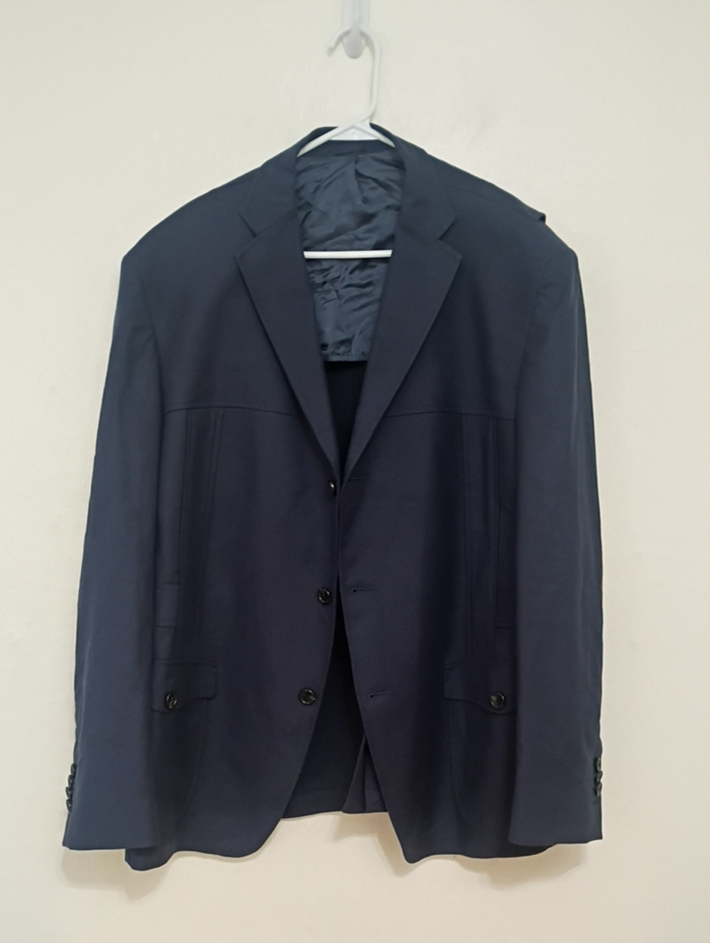 Beretta Cotton & Linen Navy Sport Coat w Elbow Patches Made in Italy Size 50